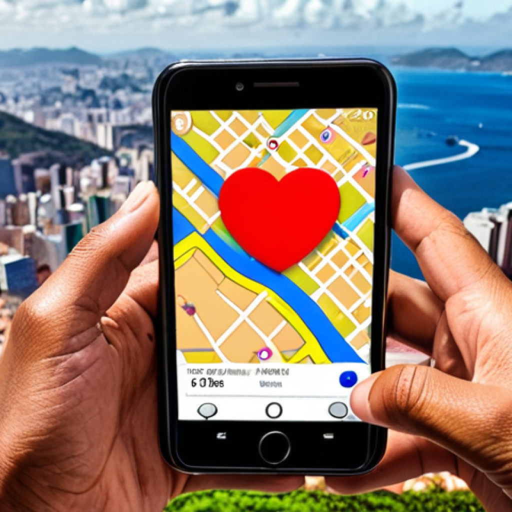 **

*   **Prompt:** A person using a GPS on a smartphone, but instead of a map, the screen shows a stylized heart representing a customer. In the background, a vibrant Brazilian cityscape. Focus on bright, optimistic colors.

**