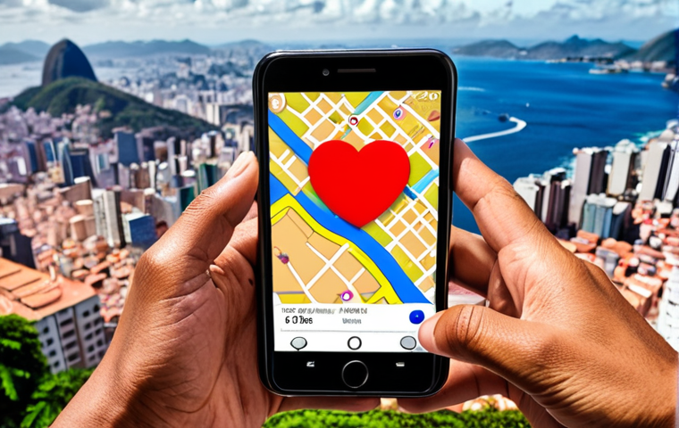 **
* **Prompt:** A person using a GPS on a smartphone, but instead of a map, the screen shows a stylized heart representing a customer. In the background, a vibrant Brazilian cityscape. Focus on bright, optimistic colors.
**