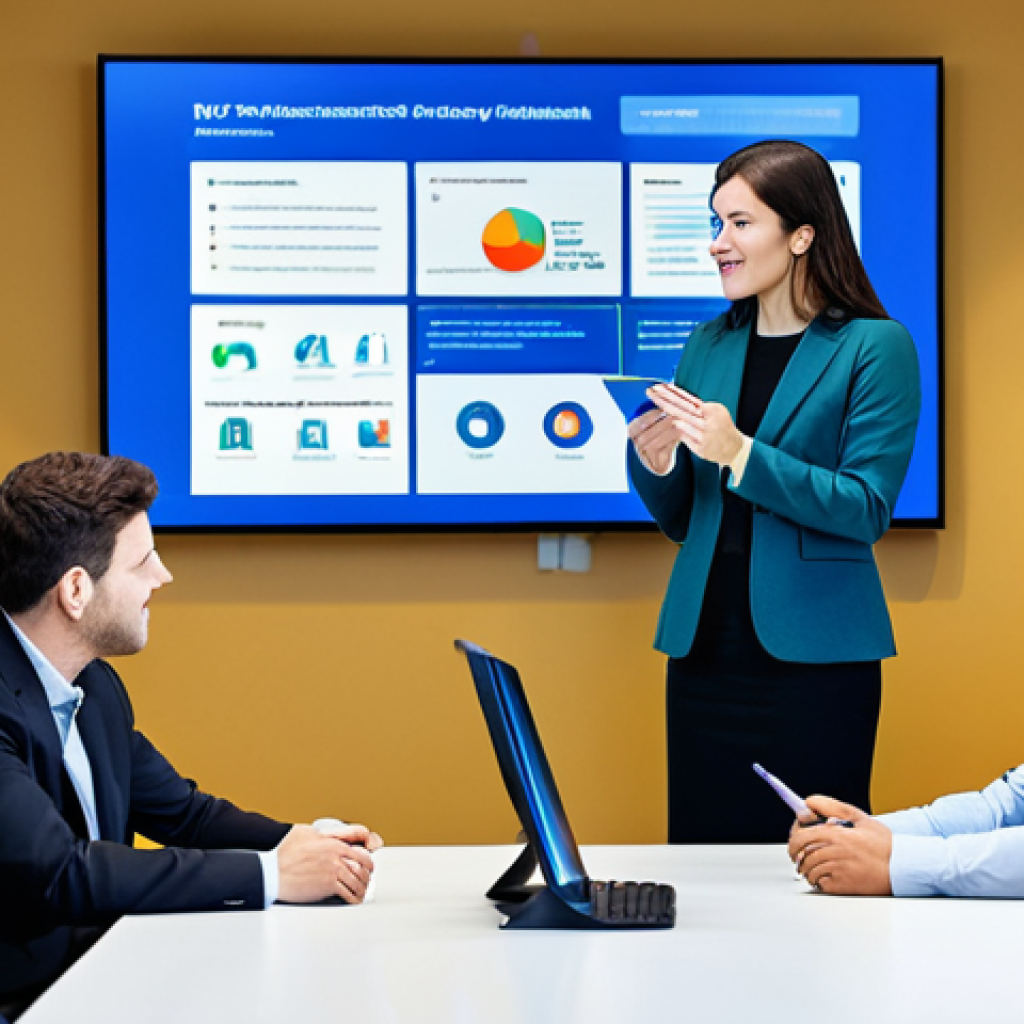 A diverse group of adult professionals, fully clothed in modest business casual attire, attentively engaged in a consumer education seminar within a brightly lit, modern conference room. They are looking at a large interactive screen displaying a secure digital interface and infographics about online safety. The atmosphere is one of learning and empowerment, fostering a sense of community. Perfect anatomy, correct proportions, natural poses, well-formed hands, proper finger count, natural body proportions, safe for work, appropriate content, fully clothed, professional, high quality, studio lighting, detailed, family-friendly.