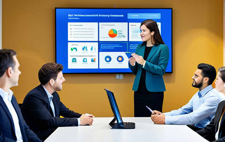A diverse group of adult professionals, fully clothed in modest business casual attire, attentively engaged in a consumer education seminar within a brightly lit, modern conference room. They are looking at a large interactive screen displaying a secure digital interface and infographics about online safety. The atmosphere is one of learning and empowerment, fostering a sense of community. Perfect anatomy, correct proportions, natural poses, well-formed hands, proper finger count, natural body proportions, safe for work, appropriate content, fully clothed, professional, high quality, studio lighting, detailed, family-friendly.