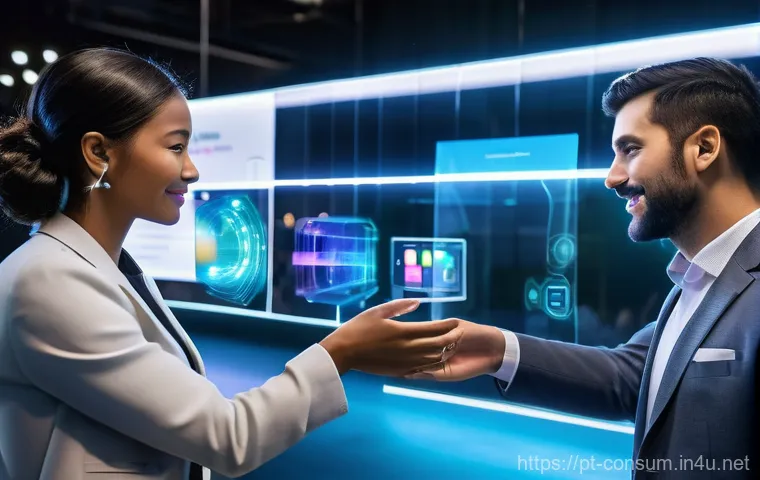 소비자전문기술사 커리어 개발 방법 - **Prompt 2: Professional Showcasing a Digital Portfolio**
    A confident, professional woman, appro...