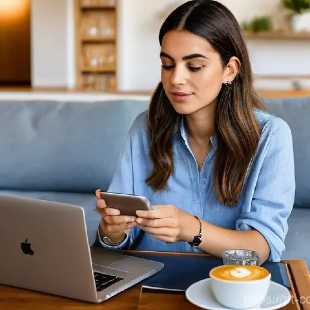 소비자 피해 예방 캠페인 성공 사례 - **Prompt:** A discerning young Portuguese woman, in her late twenties, fully clothed in a stylish ye...