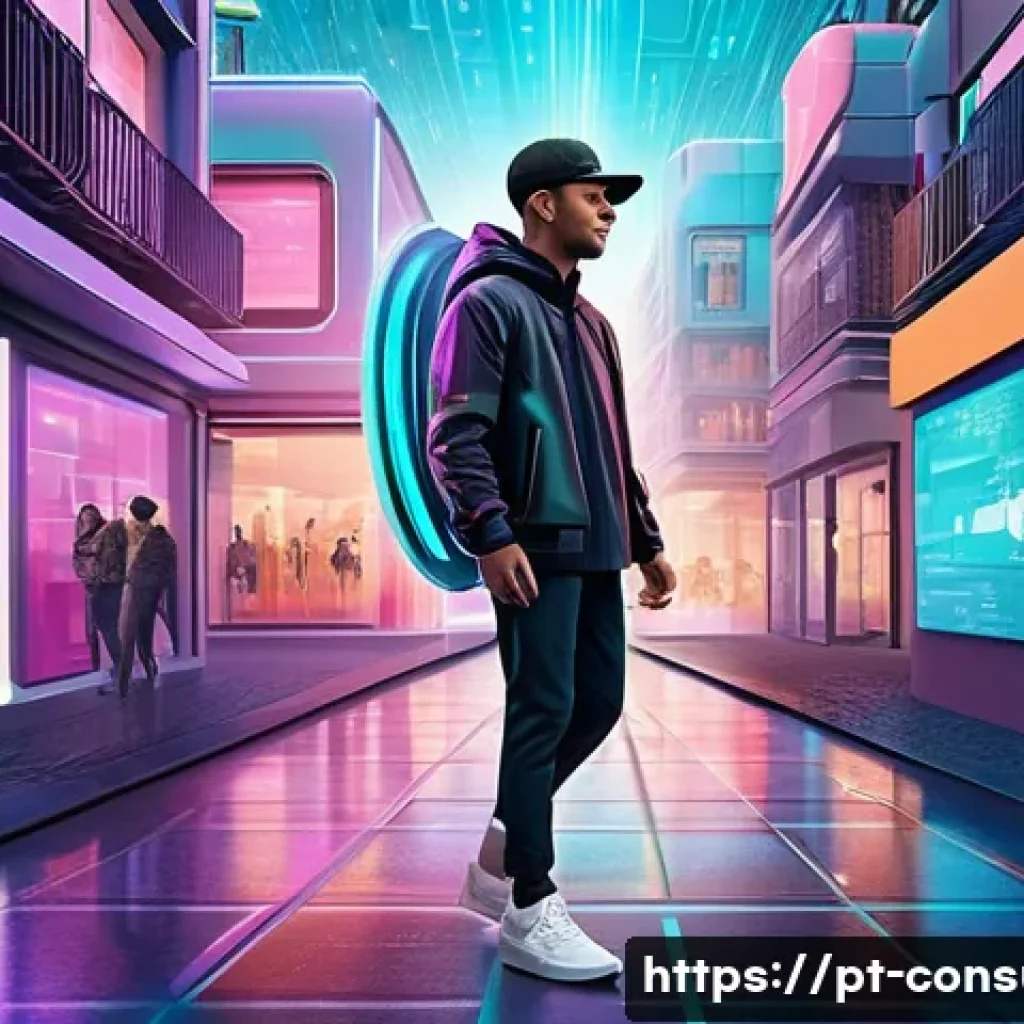 소비자 보호 관련 최신 연구와 글로벌 트렌드 연구와 분석 - **Digital Consumer Empowerment:**
A vibrant, high-angle, full-shot illustration of a young adult...