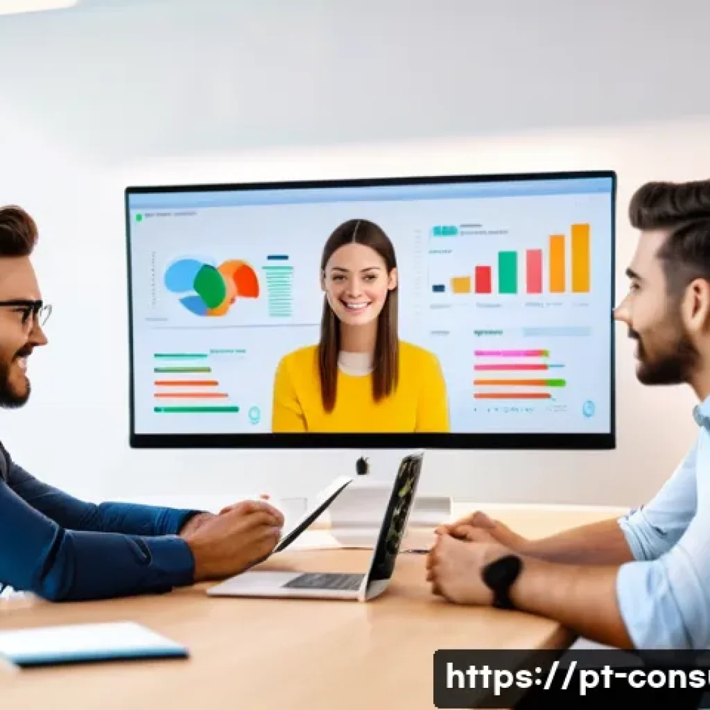 소비자 행동 데이터를 활용한 디지털 전환 사례 - A modern Brazilian digital marketing office scene showcasing a diverse team of professionals analyzi...