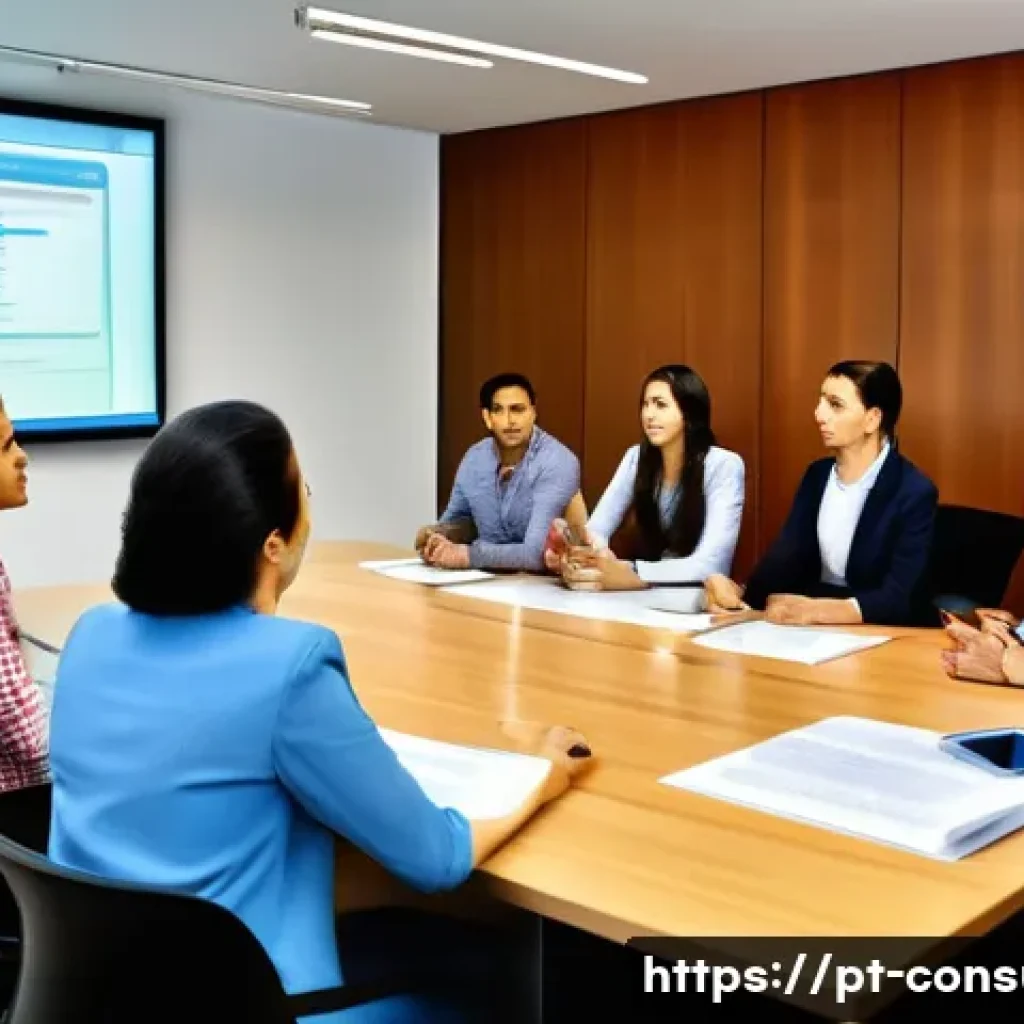 소비자 피해 예방을 위한 실무 교육 - A professional customer service training session in a modern Brazilian office setting, featuring div...