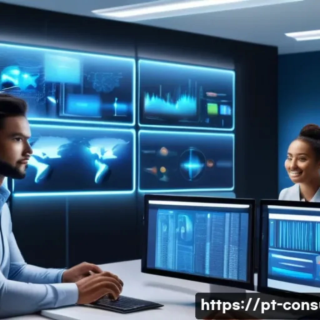 소비자 보호 관련 연구와 실무 적용 사례 분석 - A modern customer service center scene showing a diverse group of professional customer support agen...