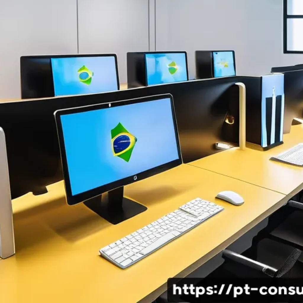소비자 보호와 관련된 글로벌 트렌드 - A modern digital customer service center showcasing AI-powered chatbots assisting Brazilian consumer...