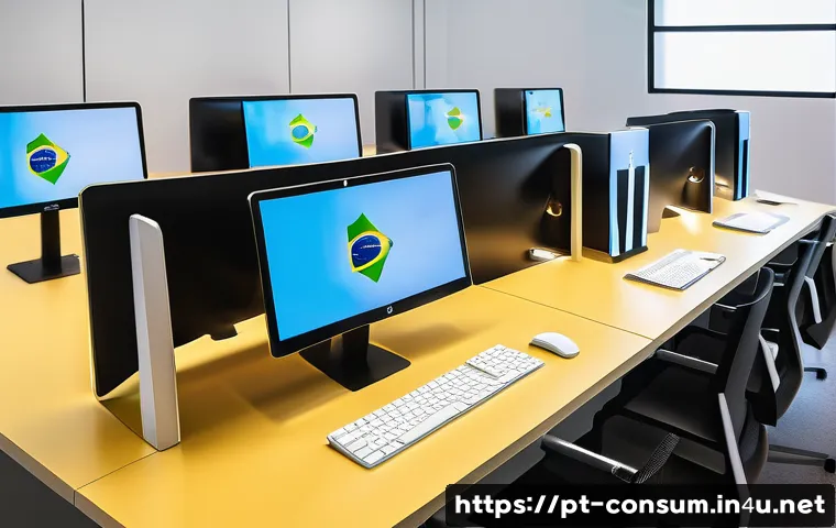 소비자 보호와 관련된 글로벌 트렌드 - A modern digital customer service center showcasing AI-powered chatbots assisting Brazilian consumer...