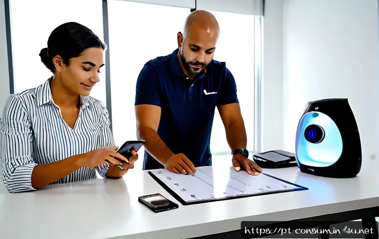 소비자전문기술사 실무 프로젝트 경험 - Photorealistic Brazilian consumer technology consultant reviewing a practical product-testing projec...